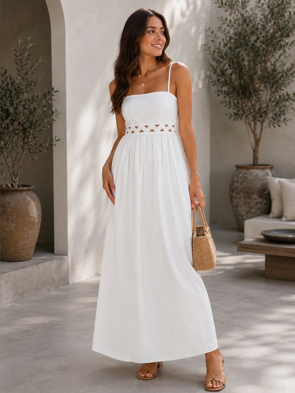 Petal & Pup Angelus White Maxi Dress Large B1224